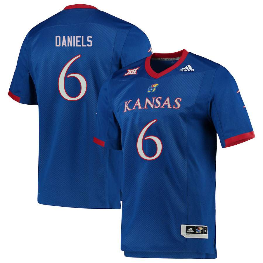 Men #6 Jalon Daniels Kansas Jayhawks College Football Jerseys Sale-Royal